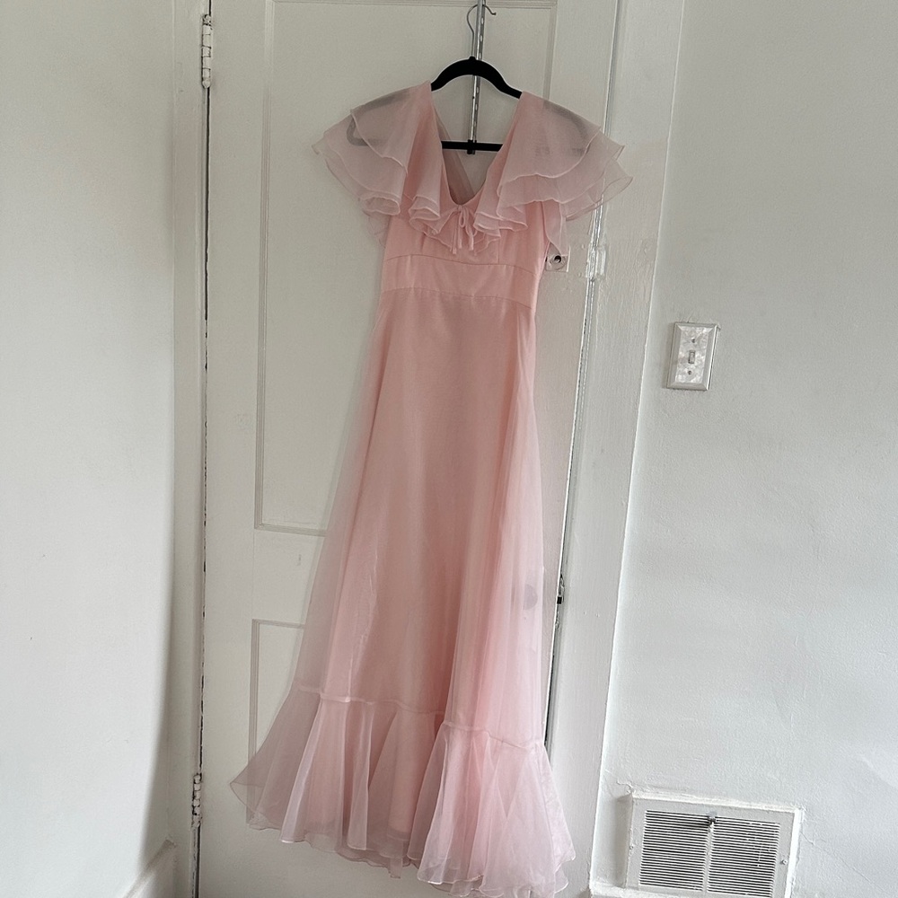 Elegant Pink Chiffon Gown Handmade Vintage